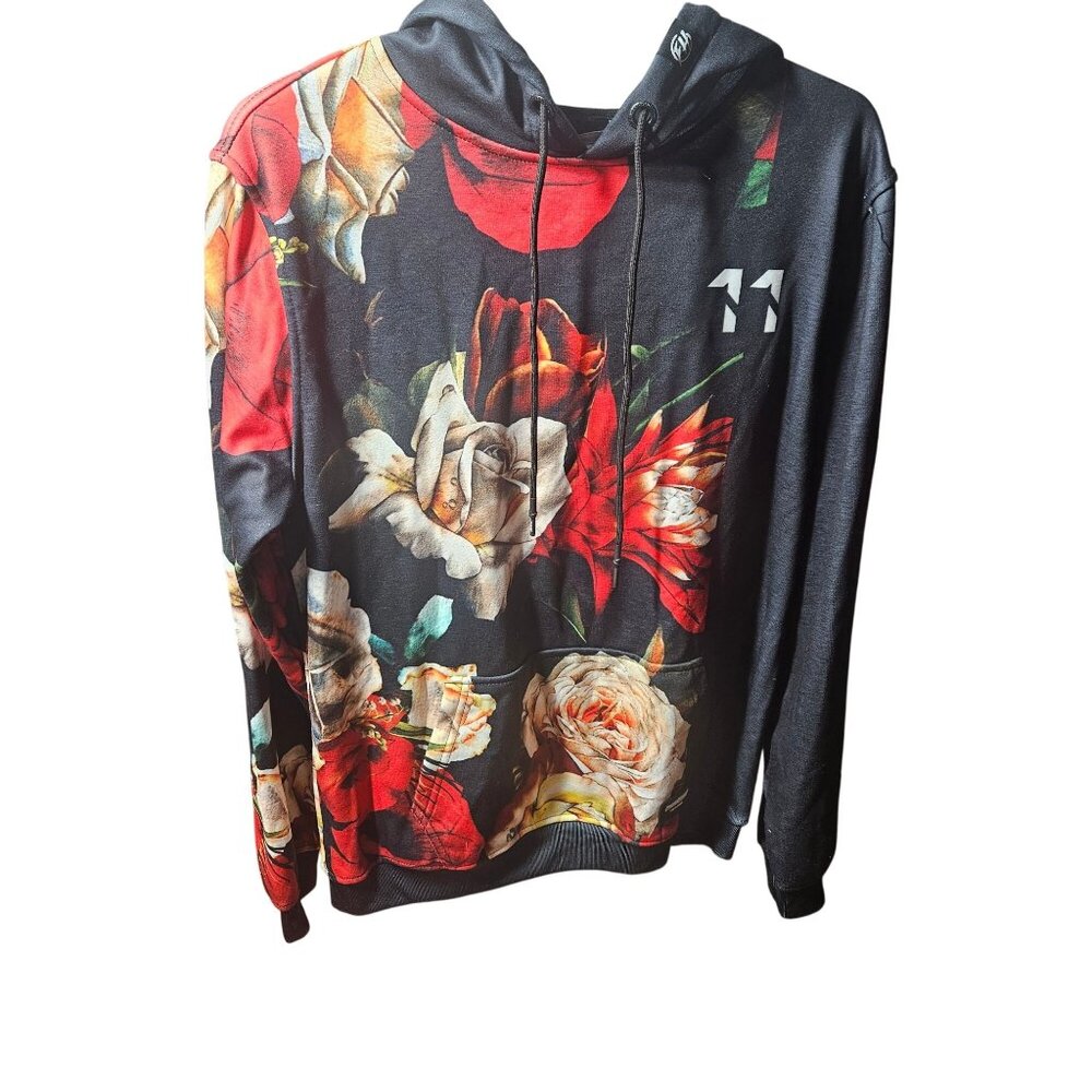Fresh Hoods Floral Print Pullover Hoodie With Artistic Rose Design